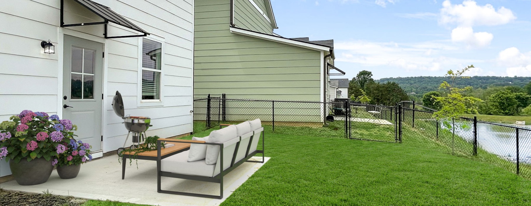 back yard and patio areas