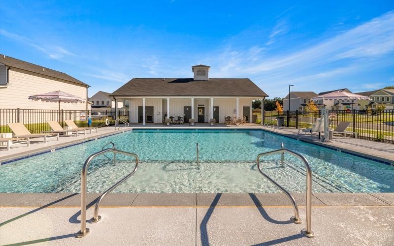 pool area with reclining seating