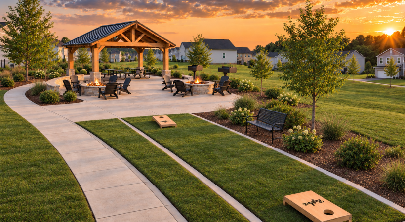 Outdoor Fire Pit & Adirondack Seating